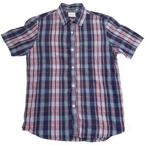 Band of Outsiders Men's Short Sleeve Button Up Shirt Cotton Plaid Size 4 (L/XL)